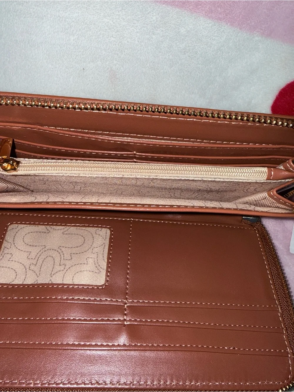 NWT True Religion Blue Denim & Brown Leather Wristlet Wallet